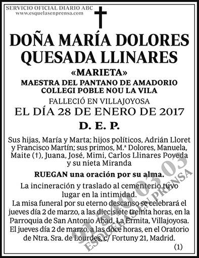 María Dolores Quesada Llinares